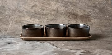 Raw Organic skålset med träbricka - Metallic Brown - Aida