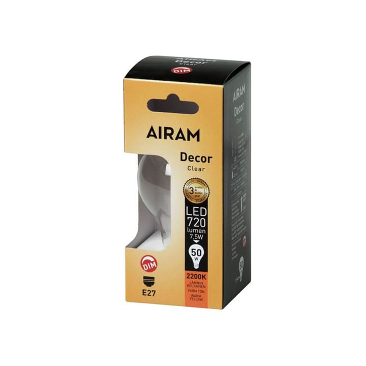 Airam Filament LED-normal ljuskälla, Klar-4 filament-dimbar e27-8w Airam