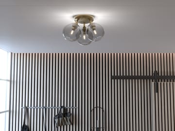 Gloria plafond Ø33 cm - Mässing-rökfärgat glas - Belid