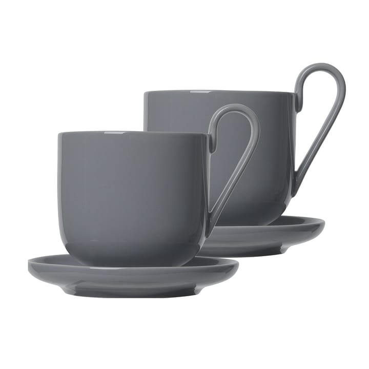 Ro kaffekopp med fat 2-pack, Sharkskin blomus