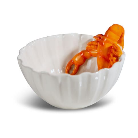 Lobsti skål Ø14 cm, Vit-orange Byon