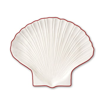 Byon Shell Line assiett S 13×16 cm Vit-röd