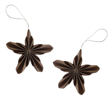 Cooee Design Paper Stars julhänge 2-pack Coffee