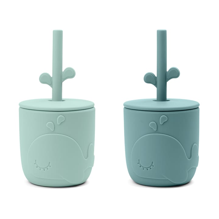 Wally mugg med peekaboo sugrör 2-pack, Blue Done by deer