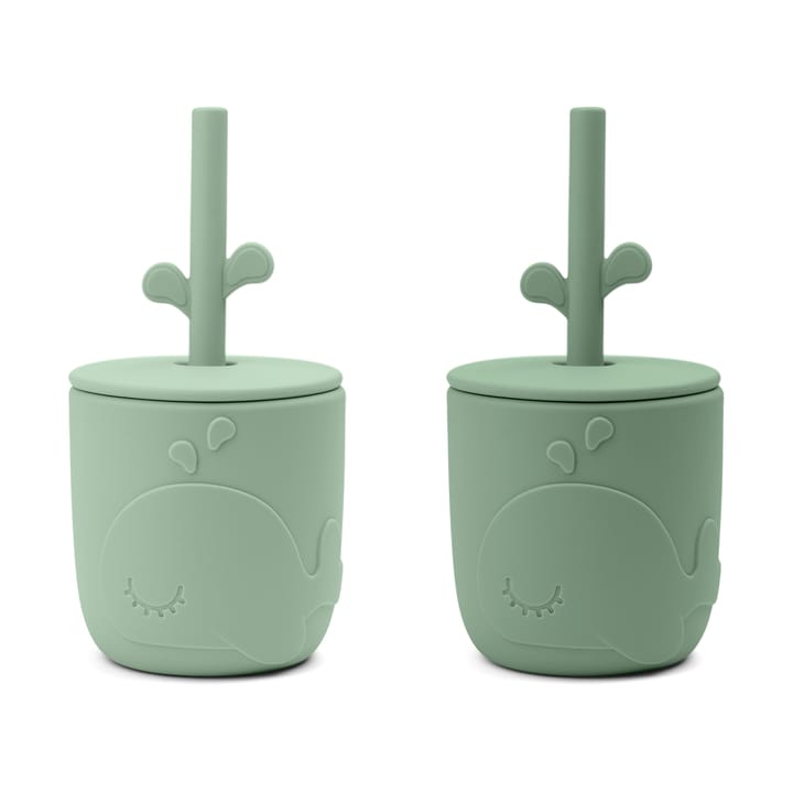 Wally mugg med peekaboo sugrör 2-pack, Green Done by deer