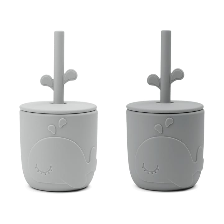 Wally mugg med peekaboo sugrör 2-pack - Grey - Done by deer