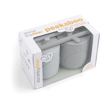 Wally mugg med peekaboo sugrör 2-pack - Grey - Done by deer