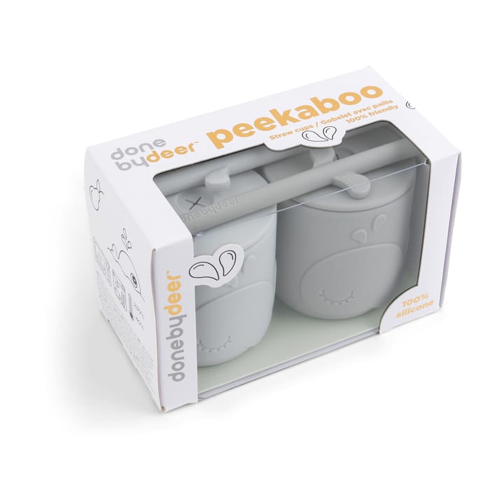 Wally mugg med peekaboo sugrör 2-pack, Grey Done by deer