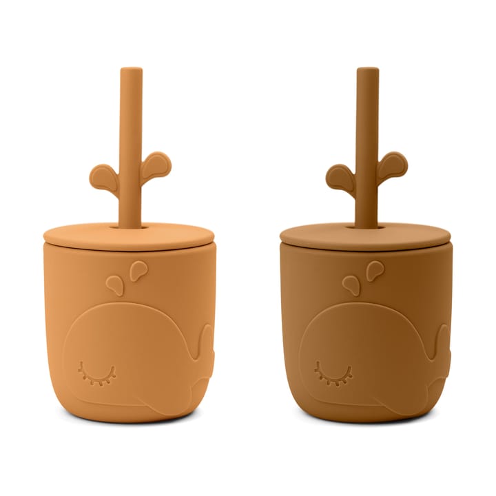 Wally mugg med peekaboo sugrör 2-pack, Mustard Done by deer