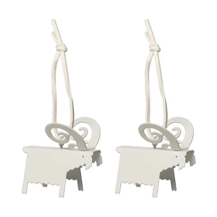 Ernst julhänge bock 2-pack, Vit 5 cm ERNST