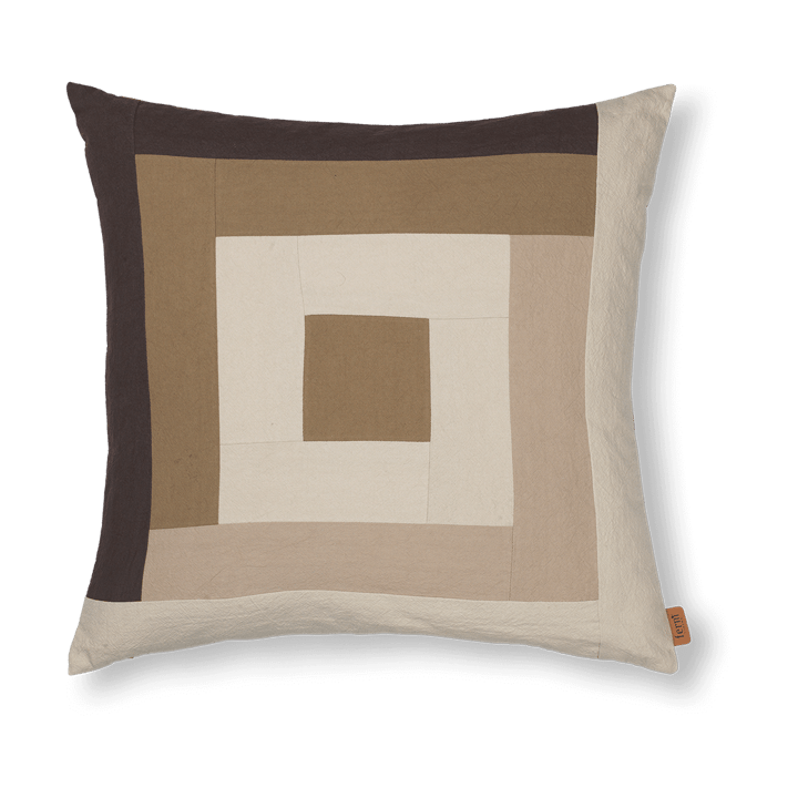 Border patchwork kuddfodral 50x50 cm, Coffee-dark sand ferm LIVING