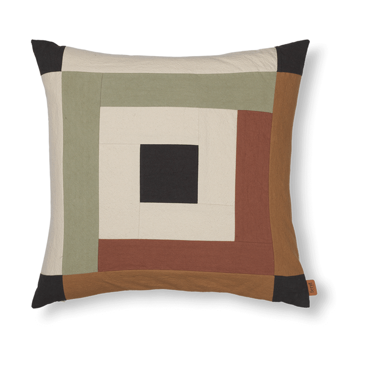 Border patchwork kuddfodral 50x50 cm, Dark sage-red brown ferm LIVING