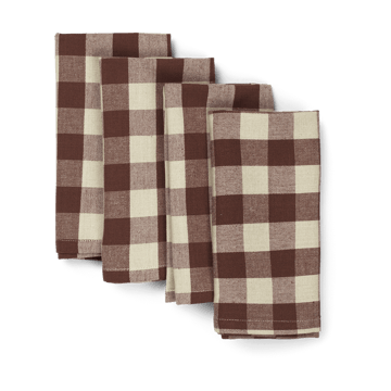 ferm LIVING Bothy Check bomullsservett 40×40 cm 4-pack Cinnamon-grey green