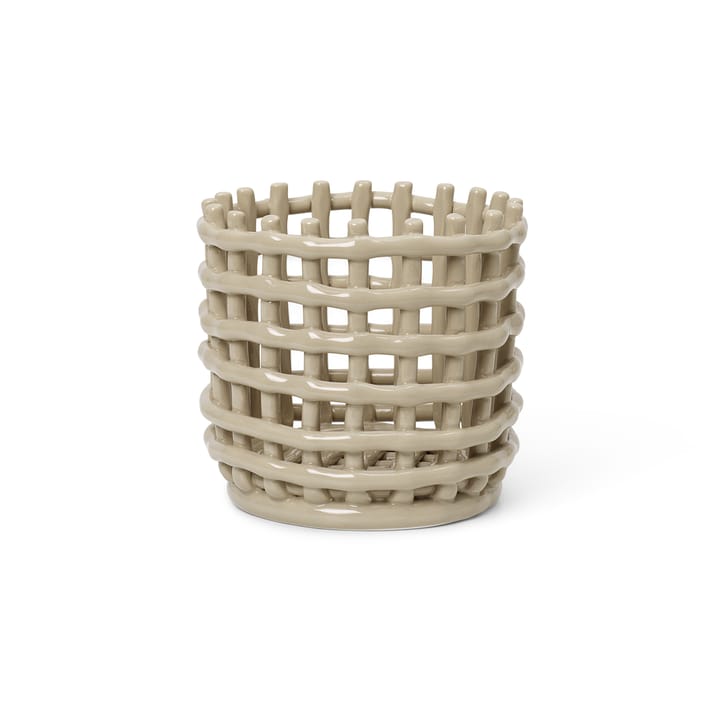 Ceramic flätad korg Ø16 cm, Cashmere ferm LIVING