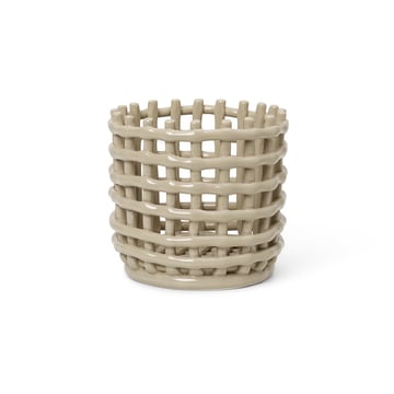 ferm LIVING Ceramic flätad korg Ø16 cm Cashmere