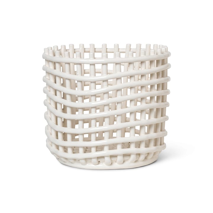 Ceramic flätad korg Ø23,5 cm, Off white ferm LIVING