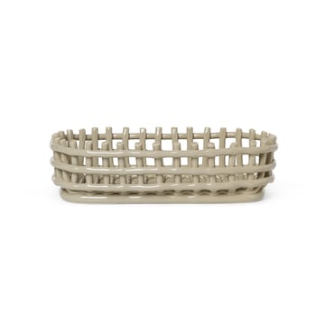 ferm LIVING Ceramic flätad korg oval 15×30 cm Cashmere