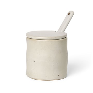 ferm LIVING Flow syltburk med sked Off-white speckle