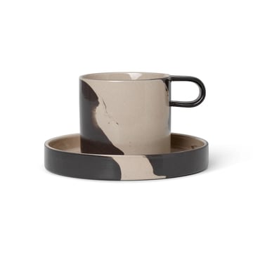 ferm LIVING Inlay kopp med fat Sand-brown