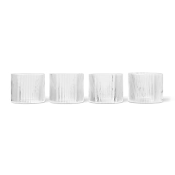 ferm LIVING Ripple glas lågt 4-pack Clear