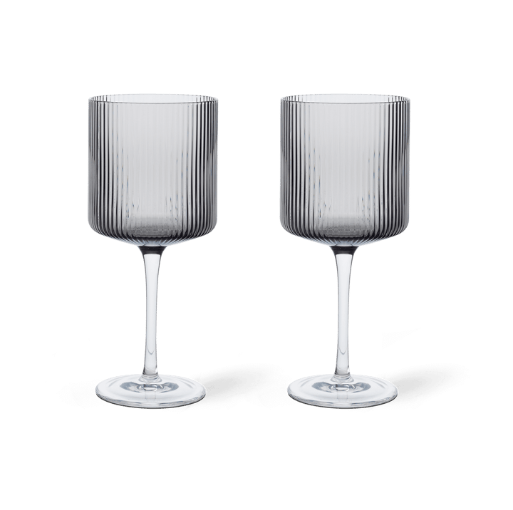 Ripple rödvinsglas 32,5 cl 2-pack, Smoked grey ferm LIVING