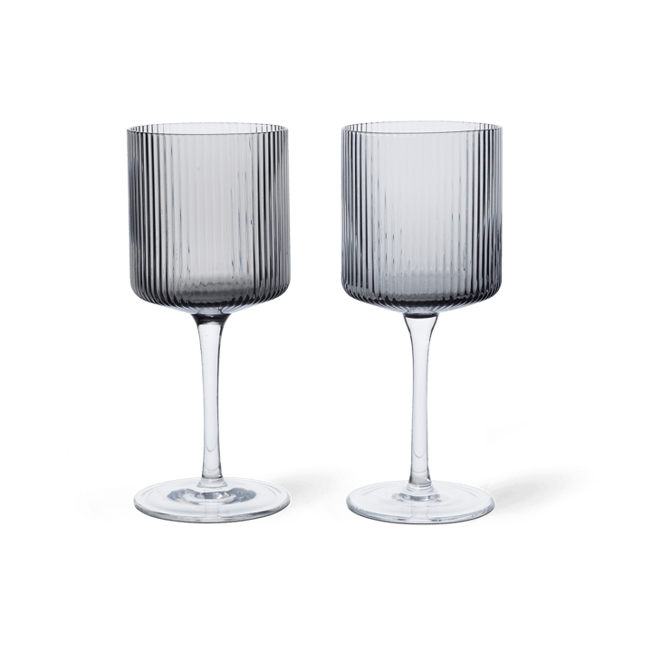 Ripple vitvinsglas 26 cl 2-pack - Smoked grey - Ferm Living