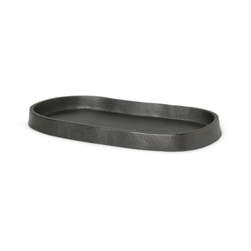 ferm LIVING Yama bricka oval 9,5×19 cm Svärtad aluminium