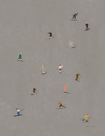 Fine Little Day Skiers poster 40×50 cm Grå