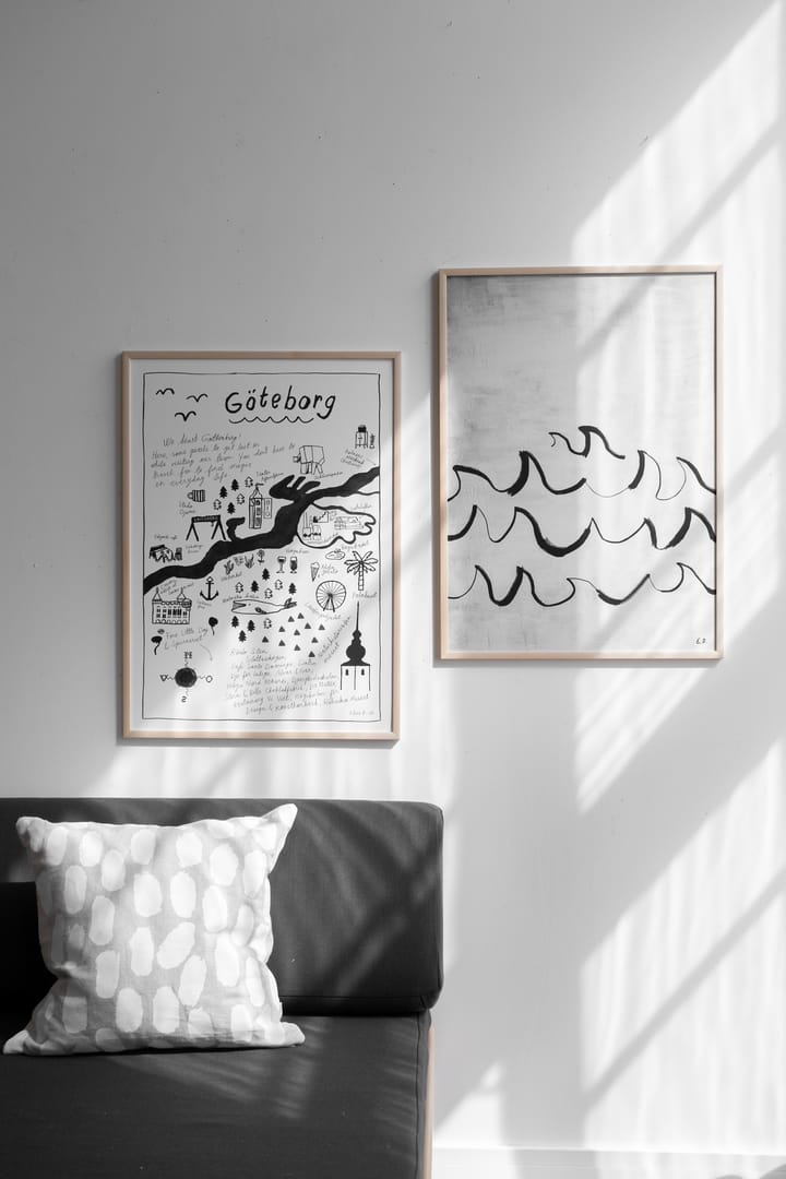 Wave poster 50x70 cm, Svart-vit Fine Little Day