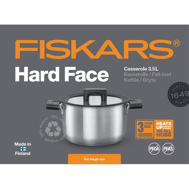 Hard Face Steel gryta med lock, 3,5 L Fiskars