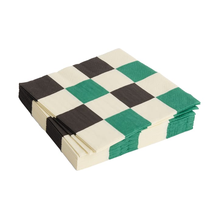 Pattern Lunch Check servett 33x33 cm 20-pack, Off white-green-black M HAY