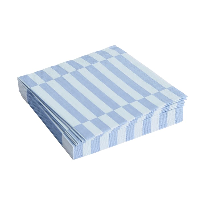 Pattern Lunch Stripe servett 33x33 cm 20-pack, Light blue-dusty blue pillar HAY