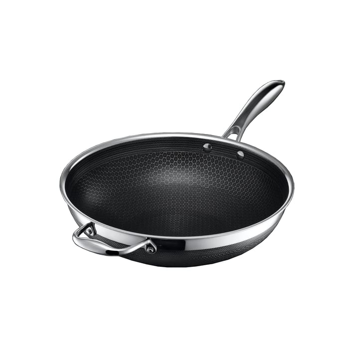 Hexclad wok hybrid Ø30 cm - Rostfritt stål-svart - Hexclad