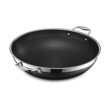 Hexclad wok med lock hybrid Ø36 cm - Rostfritt stål-svart - Hexclad