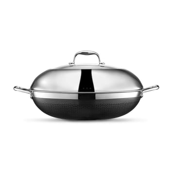 Hexclad wok med lock hybrid Ø36 cm - Rostfritt stål-svart - Hexclad