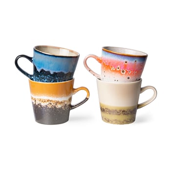 HKliving 70s ceramics Americano Kopp 4-pack 26 cl Pegasus