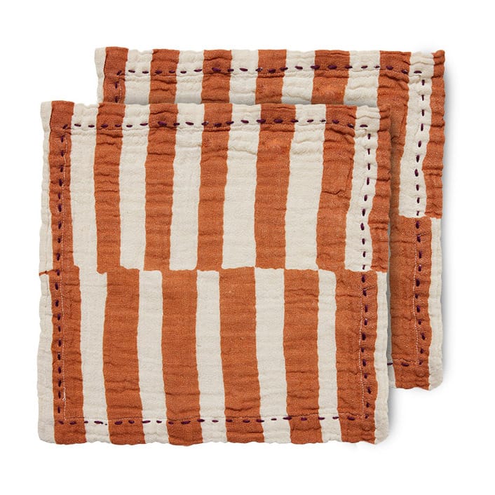 Striped bomulsservett 30x30 cm 2-pack, Tangerine HKliving