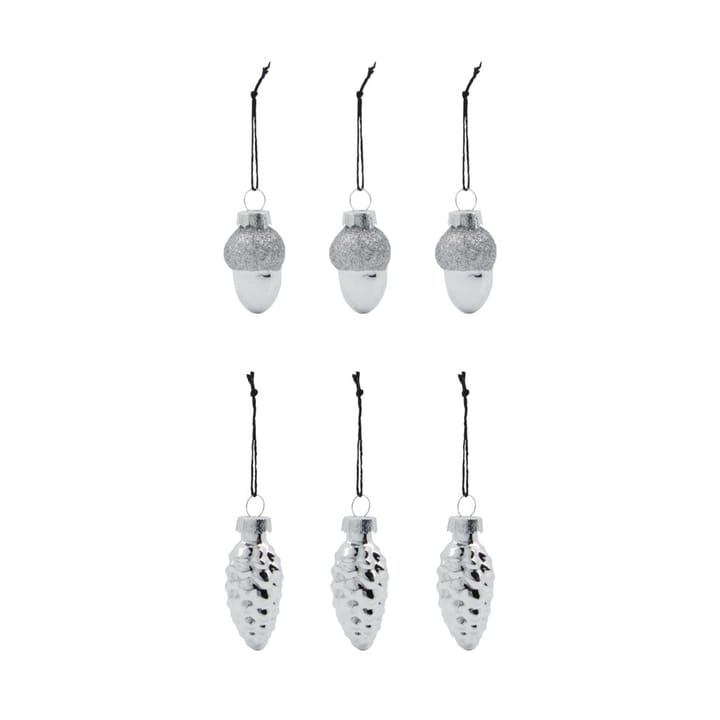 Glint julgranshänge 5,8 cm 6-pack, Silver House Doctor