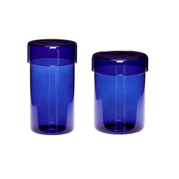 Hübsch Förvaringsburk glas 2-pack Blå