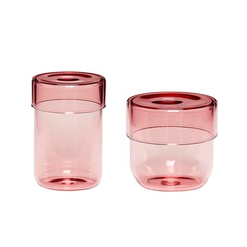 Hübsch Förvaringsburk glas 2-pack Rosa