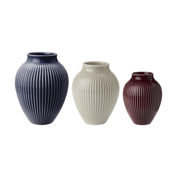 Knabstrup Keramik Knabstrup vas räfflad 3-pack Berry-sand-dark blue