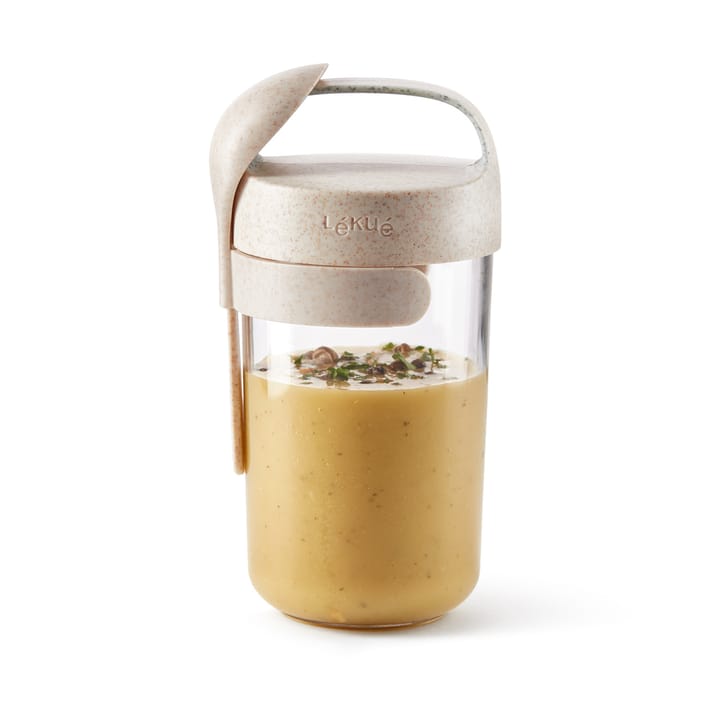 Lékué To Go burk organic med sked beige, 0,4 L Lékué