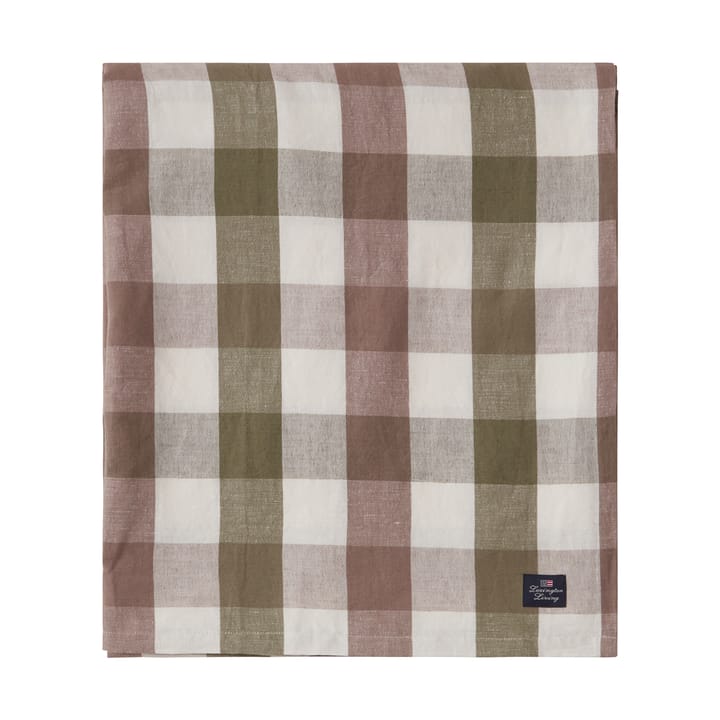 Checked Cotton Linen bordsduk 150x250 cm - Olive - Lexington