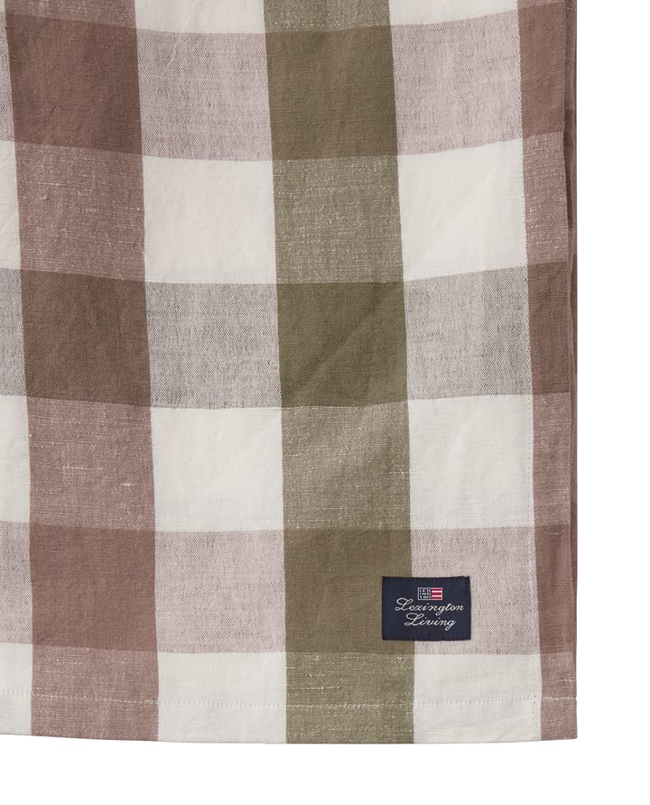 Checked Cotton Linen bordsduk 150x250 cm, Olive Lexington