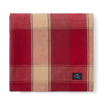 Lexington Checked linen-cotton bordsduk 150×350 cm Röd-beige