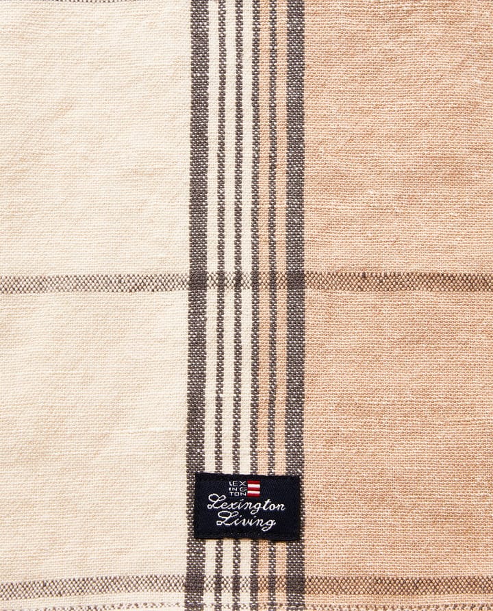 Checked Linen/Cotton kökshandduk 50x70 cm, Beige-white Lexington