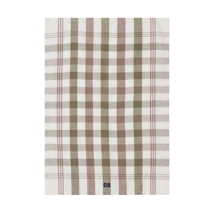 Checked Linen/Cotton kökshandduk 50x70 cm, Olive Lexington