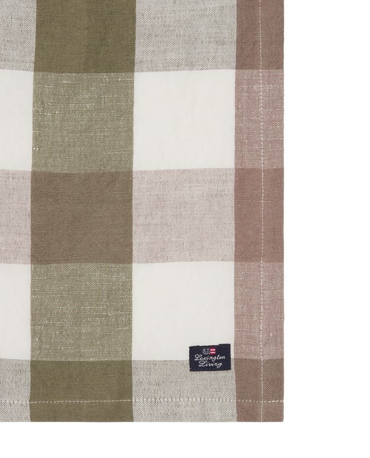 Checked Linen/Cotton tygservett 50x50 cm, Olive Lexington