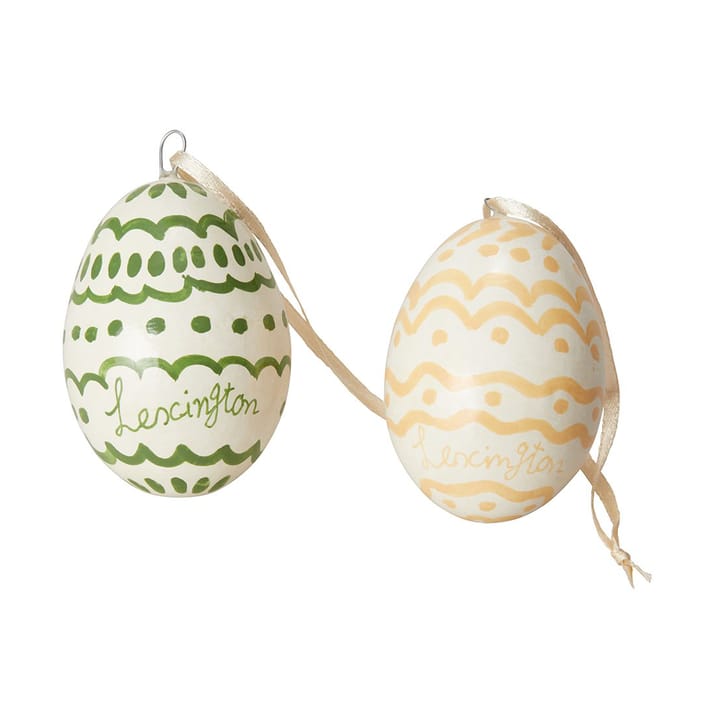 Easter Eggs in Papier Maché påskhänge 2-pack, Green-yellow Lexington