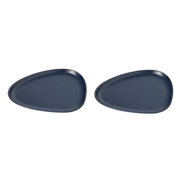 LIND DNA Curve Stoneware lunchtallrik 2-pack Marinblå